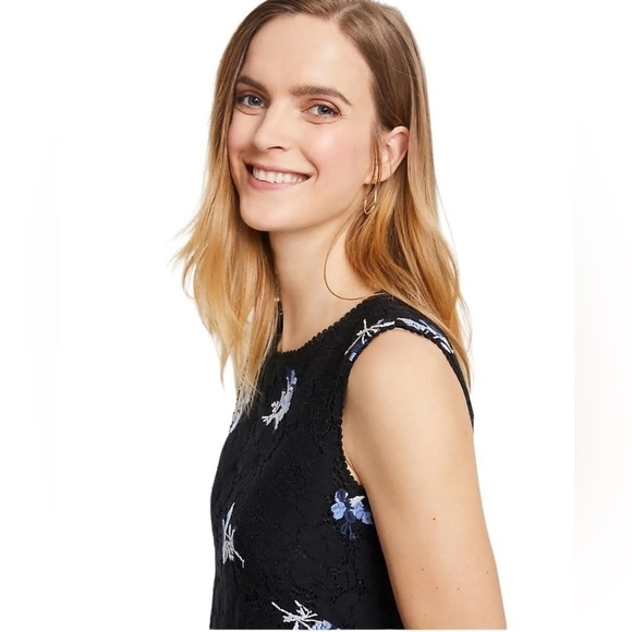 Ann Taylor Floral Embroidered Lace Sheath Dress, Blue, Size US 8 - Picture 3 of 16